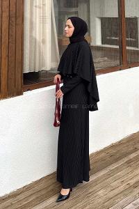 Lamelif Balıksırtı Kemerli Elbise Siyah