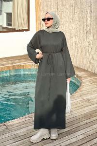 Lamelif İki İplik Oysho Elbise Koyu Yeşil