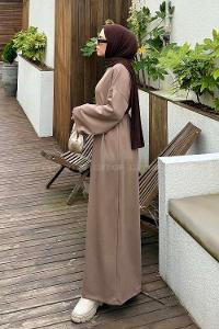 Lamelif İki İplik Oysho Elbise  Soft Kahve