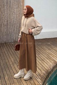 Brown Hood Neck Long Arm Cotton Suit
