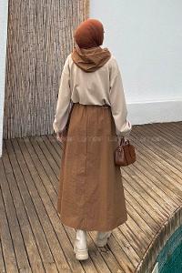 Brown Hood Neck Long Arm Cotton Suit