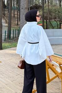 Lamelif Kemerli Panço Beyaz
