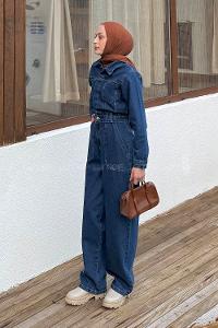Denim Blue Shirt Collar Denim Overalls