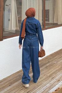 Denim Blue Shirt Collar Denim Overalls