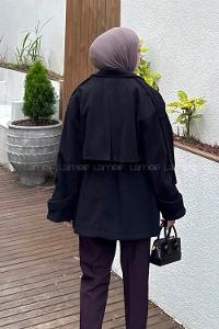 Black Jacket Collar Long Arm Coat