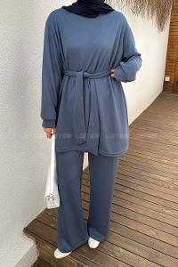 Lamelif Oysho Bağlama Detaylı İkili Takım İndigo