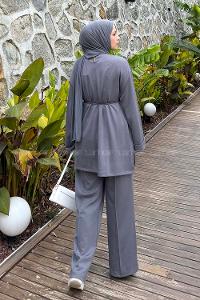 Lamelif Oysho İkili Tesettür Takım Koyu Gri