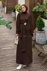 Lamelif Pelerin-Jile İkili Takım Kahverengi