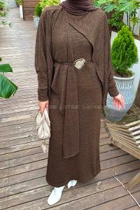 Lamelif Pelerin-Jile İkili Takım Kahverengi