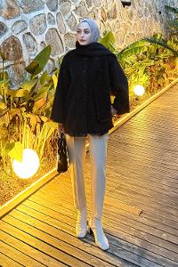 Black Crew Neck Long Arm Coat