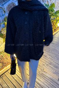 Black Crew Neck Long Arm Coat