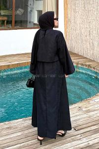 Lamelif Süet Etekli Tesettür Takım Siyah