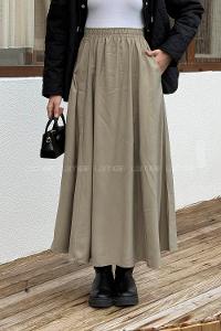 Lamelif Tensel Tesettür Etek Mint Yeşili