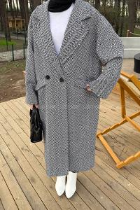 Gray Jacket Collar Long Arm Coat