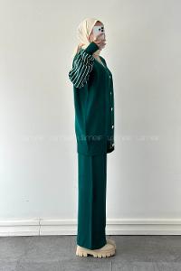 Lamelif Garnili Triko Takım Zümrüt