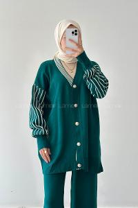 Lamelif Garnili Triko Takım Zümrüt