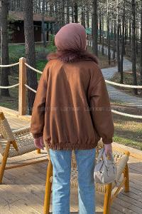 Brown Normal Neck Long Arm Coat