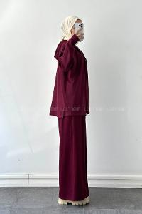 Lamelif Oysho Kapüşonlu Takım Mürdüm