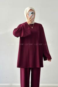 Lamelif Oysho Pantolonlu Takım Bordo
