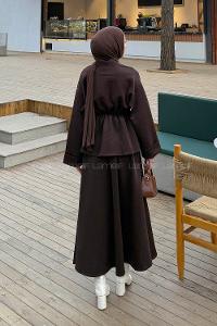 Lamelif Scuba Etekli İkili Takım Acı Kahve