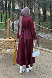 Lamelif Scuba Etekli İkili Takım Bordo