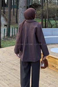 Lamelif Fiyonk Detaylı Trençkot Kahverengi