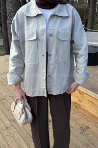 Bone Shirt Collar Long Arm Gabardin Shirt