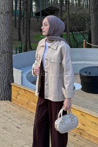 Stone Shirt Collar Long Arm Gabardin Shirt