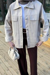 Stone Shirt Collar Long Arm Gabardin Shirt