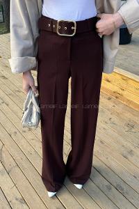 Lamelif Kemerli Palazzo Pantolon Acı Kahve