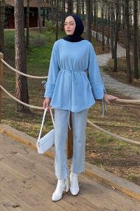 Lamelif Kol Biyeli Sweat Bebe Mavisi