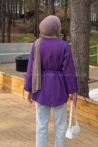 Lamelif Kol Biyeli Sweat Mor