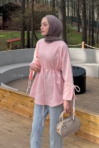 Lamelif Kol Biyeli Sweat Pudra