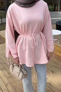 Lamelif Kol Biyeli Sweat Pudra