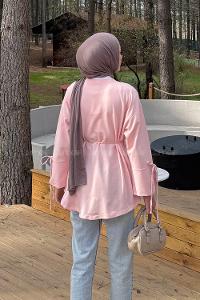 Lamelif Kol Biyeli Sweat Pudra