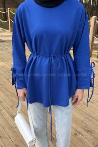 Lamelif Kol Biyeli Sweat Saks Mavisi