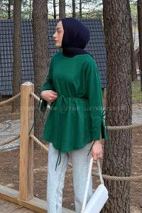 Lamelif Kol Biyeli Sweat Zümrüt