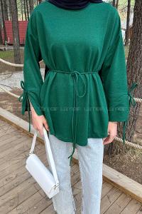 Lamelif Kol Biyeli Sweat Zümrüt