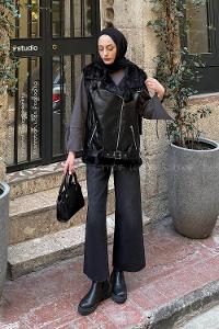 Black-1 Zippered Neck Zero Arm Without Accessories Parachute Fabric Unprinted Vest