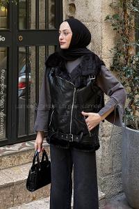 Black-1 Zippered Neck Zero Arm Without Accessories Parachute Fabric Unprinted Vest