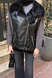 Black-1 Zippered Neck Zero Arm Without Accessories Parachute Fabric Unprinted Vest