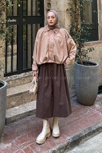 Lamelif Omuz Apoletli Süet Ceket Camel