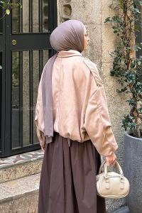 Lamelif Omuz Apoletli Süet Ceket Camel