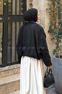 Lamelif Omuz Apoletli Süet Ceket Siyah