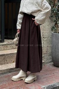 Lamelif Tensel Tesettür Etek Acı Kahve