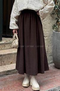Lamelif Tensel Tesettür Etek Acı Kahve