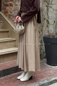 Lamelif Tensel Tesettür Etek Bej