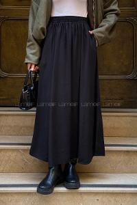 Lamelif Tensel Tesettür Etek Siyah