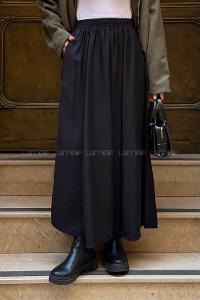 Lamelif Tensel Tesettür Etek Siyah