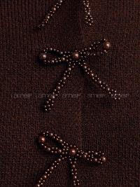 Lamelif Dilvin Fiyonk Detaylı Triko Hırka-Acı Kahve